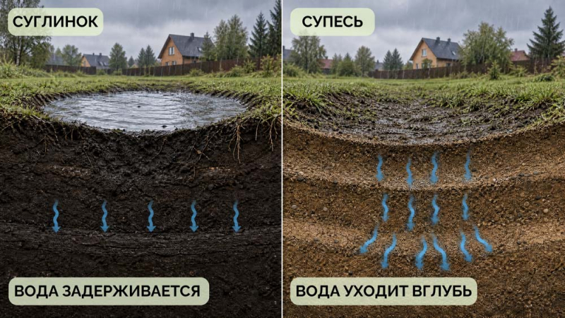 Застой воды на участке после дождя: причины и как выбрать дренаж